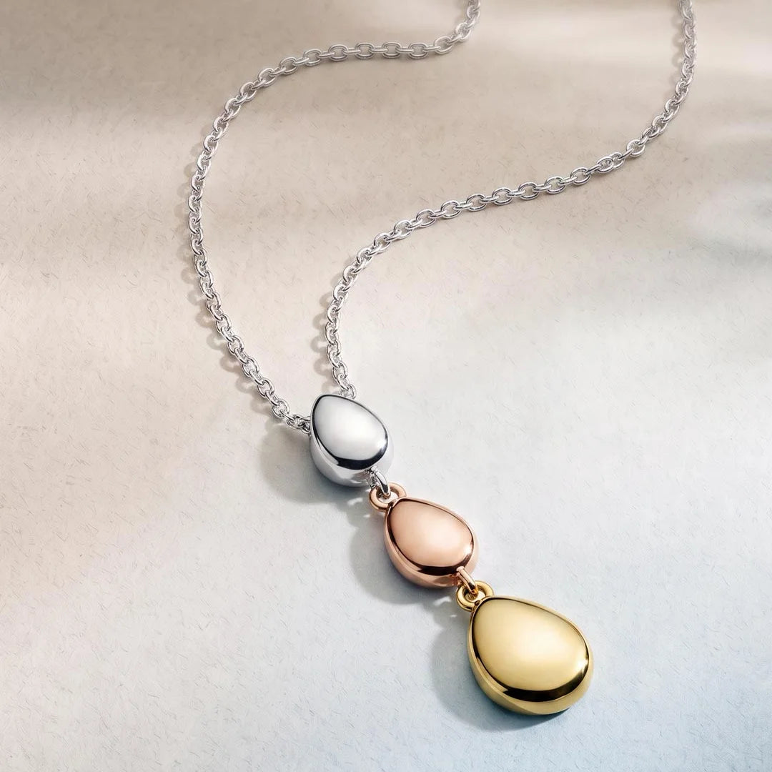 Kit Heath Coast Pebble Golden Trio Link Pebbles Sterling Silver Necklace