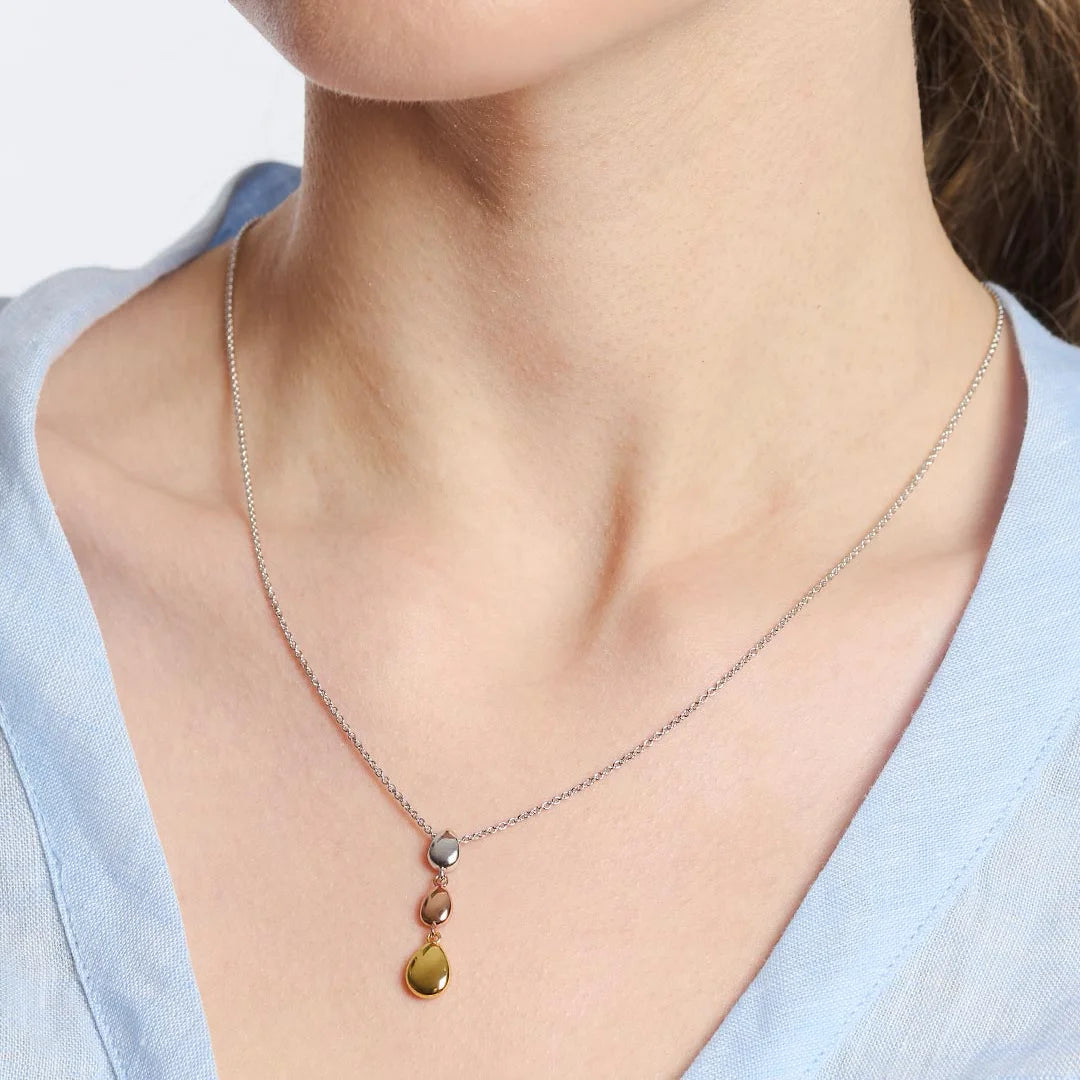 Kit Heath Coast Pebble Golden Trio Link Pebbles Sterling Silver Necklace