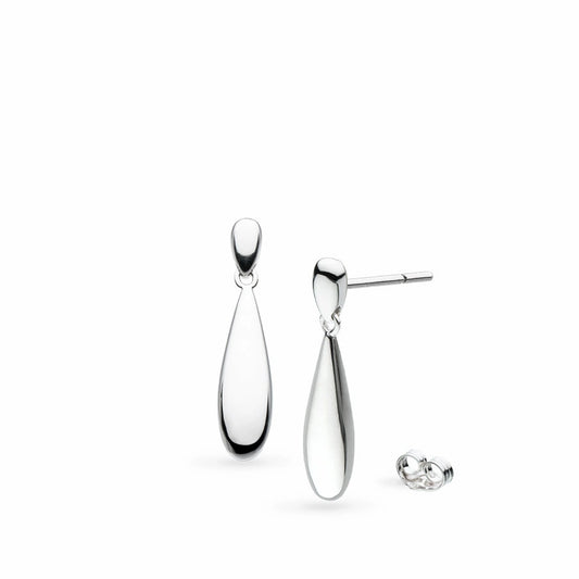 Kit Heath Coast Pebble Smooth Slim Drop Sterling Silver Earrings