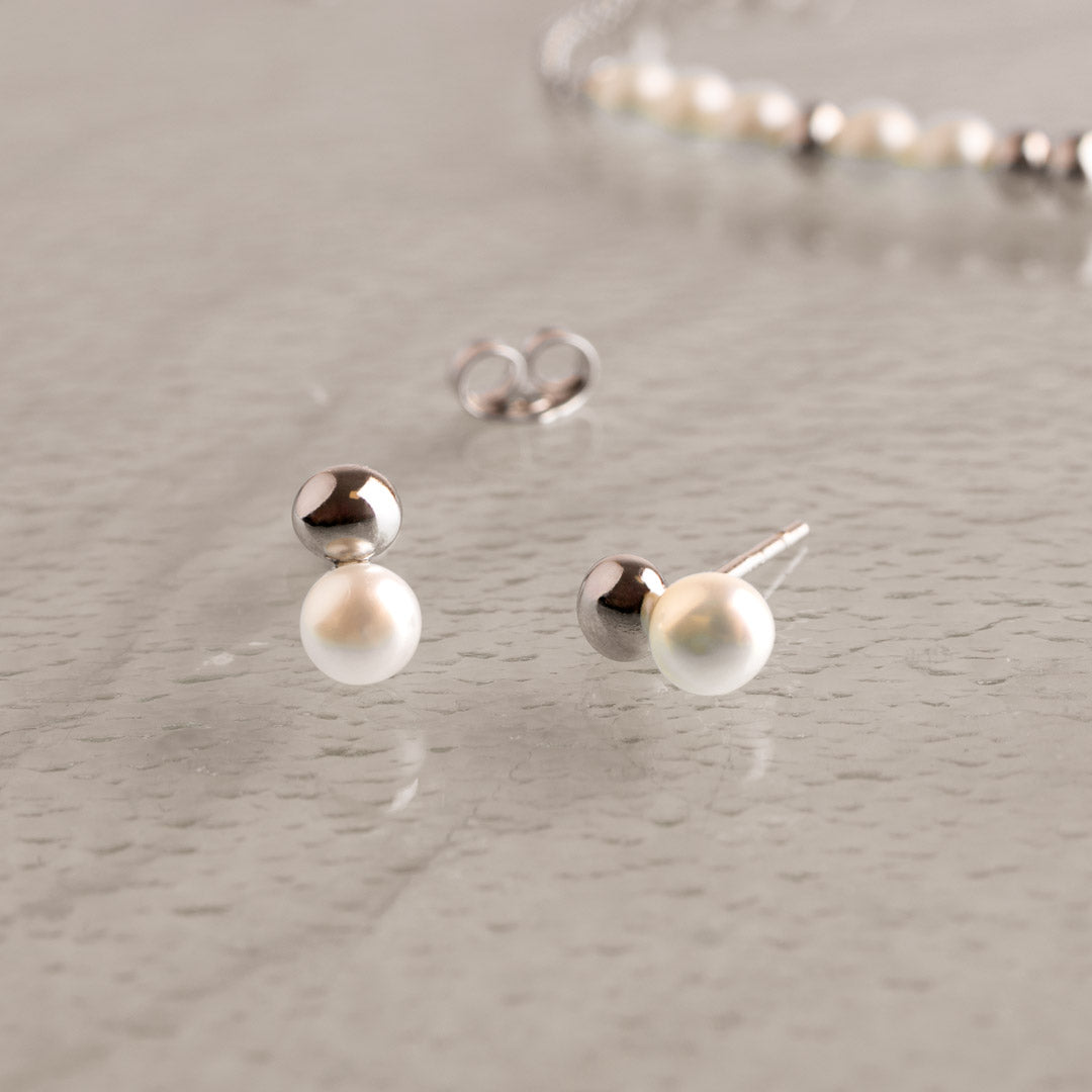 Kit Heath Coast Tumble Freshwater Pearl Sterling Silver Stud Earrings
