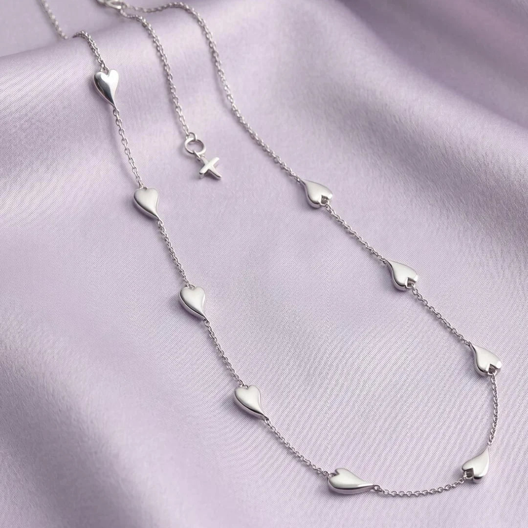 Kit Heath Desire Kiss Heart Sterling Silver Station Necklace