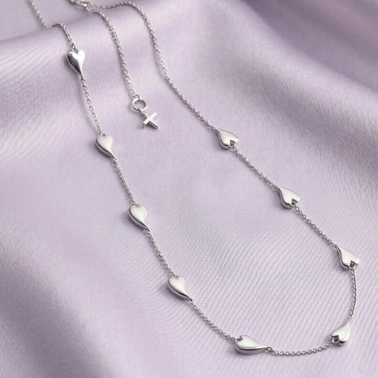Kit Heath Desire Kiss Heart Sterling Silver Station Necklace Kit Heath Desire Kiss Heart Sterling Silver Station Necklace