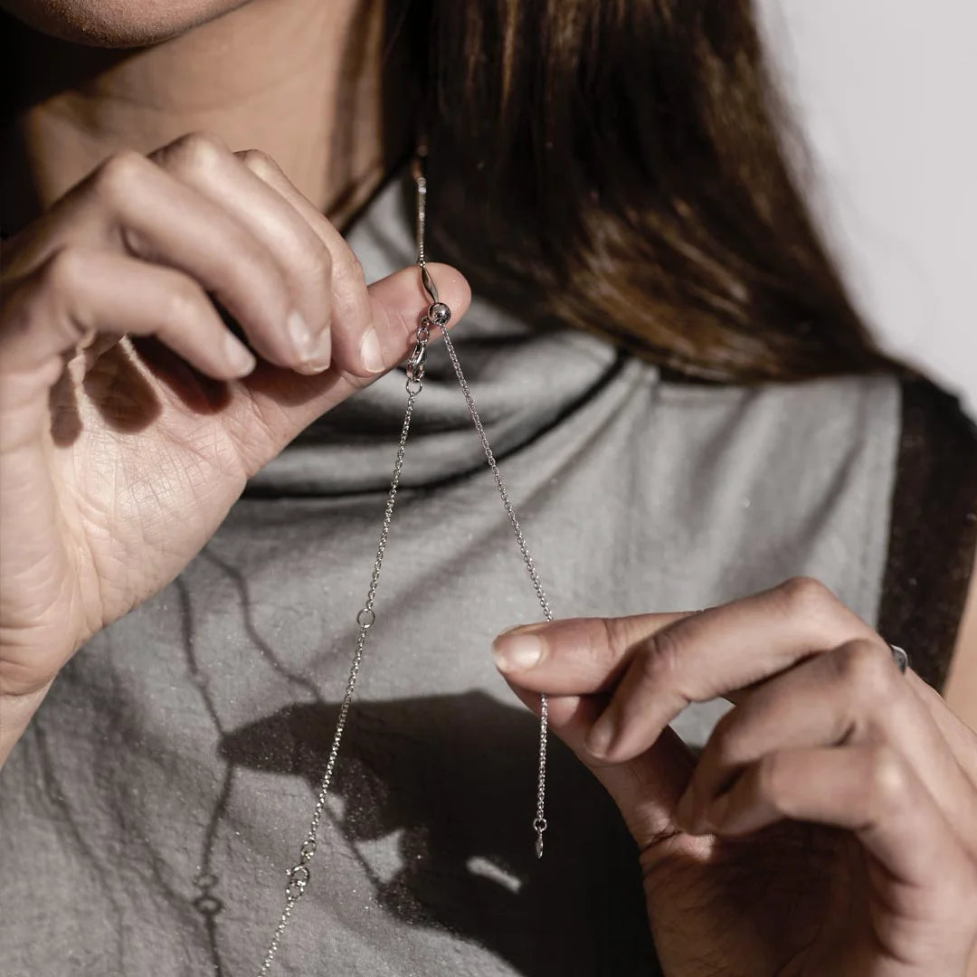 Kit Heath Glint Long Chain Sterling Silver Station Necklace
