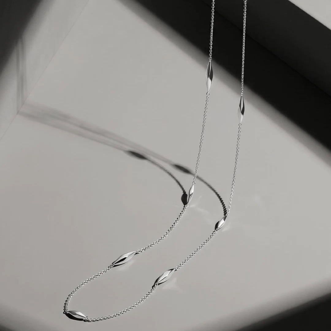 Kit Heath Glint Long Chain Sterling Silver Station Necklace