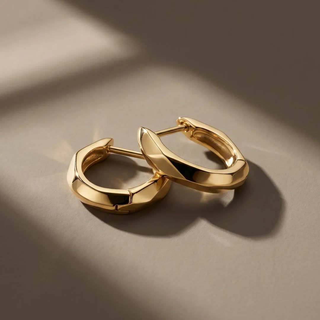 Kit Heath Glint Geo Golden Narrow Hinged Hoop Earrings