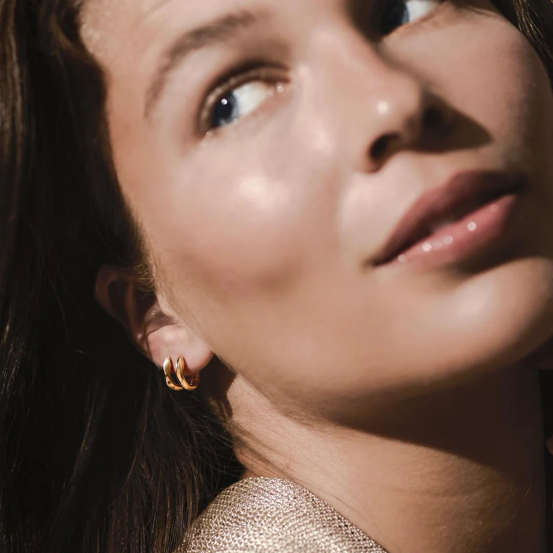 Kit Heath Glint Geo Golden Narrow Hinged Hoop Earrings
