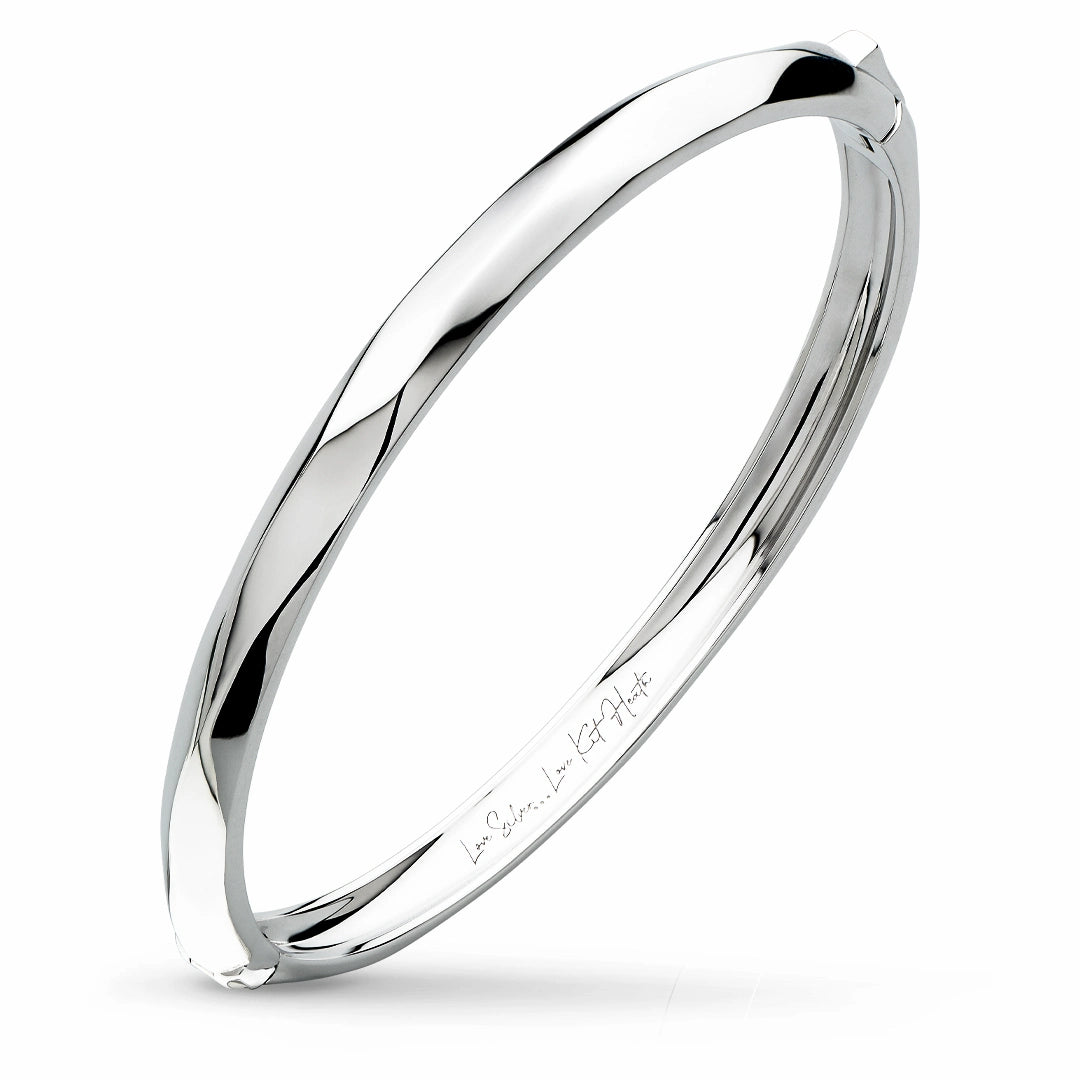 Kit Heath Glint Geo M/L Sterling Silver Hinged Bangle
