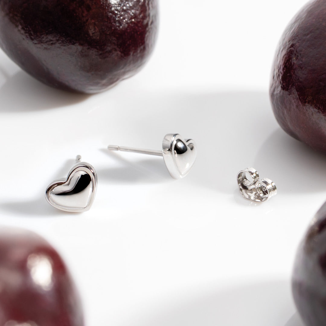 Kit Heath Love Silver Heart Stud Earrings