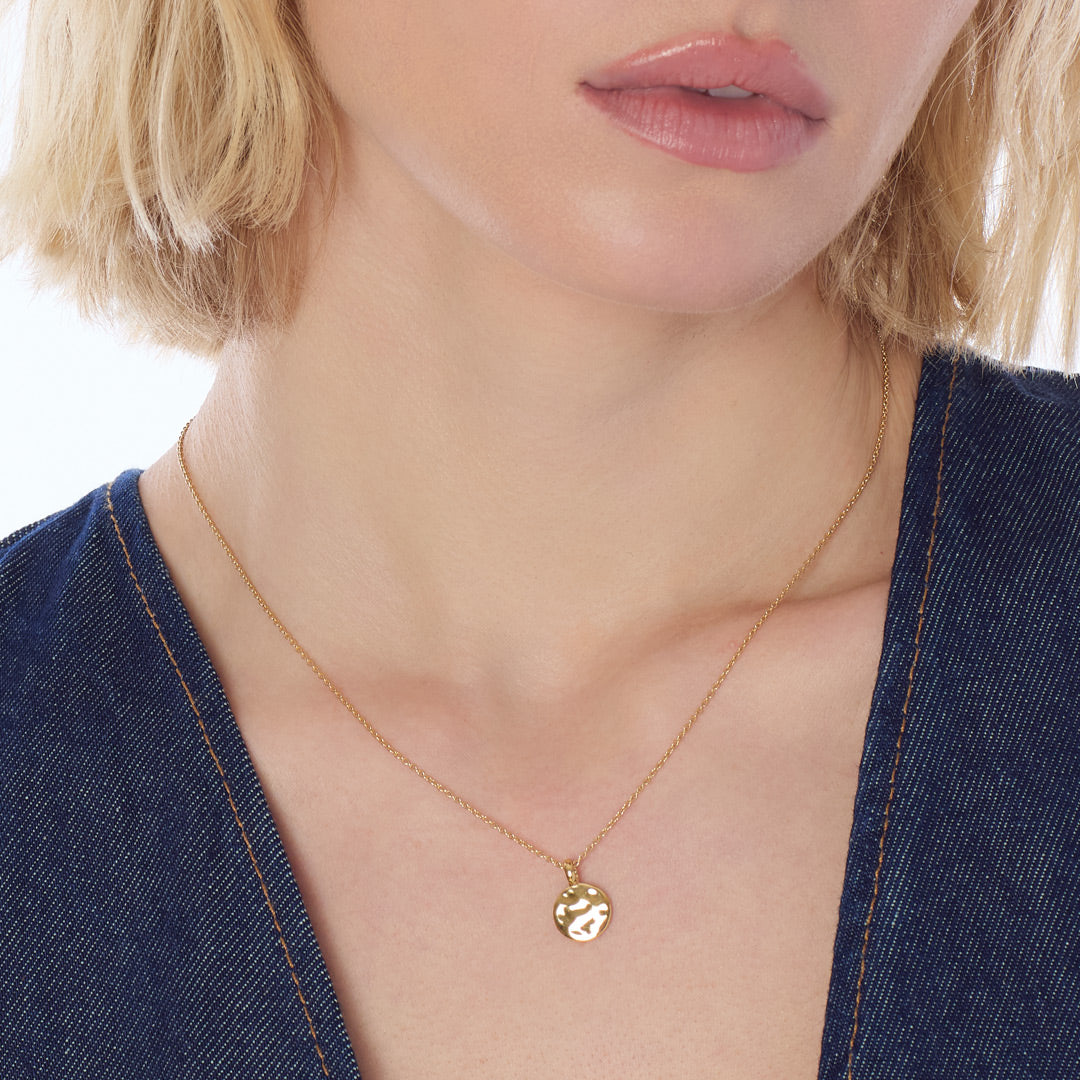 Kit Heath Mirage Reflect Golden Round Disc Sterling Silver Mini Necklace