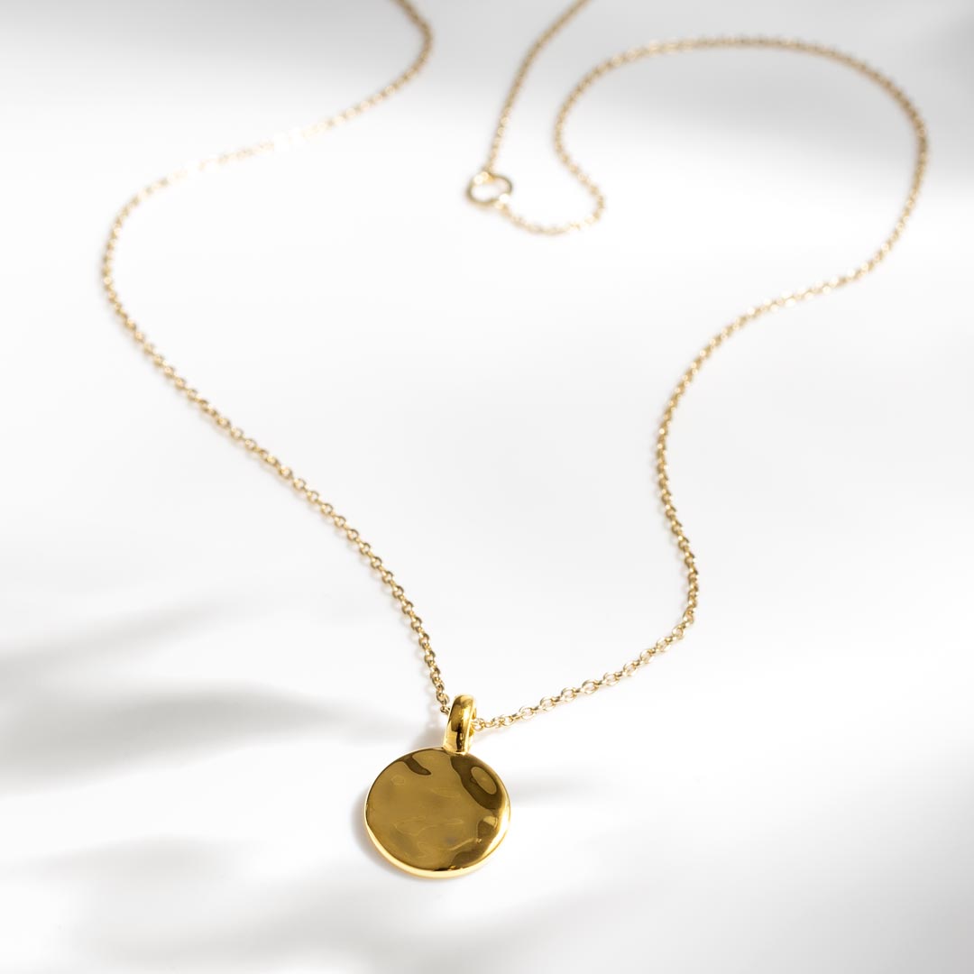 Kit Heath Mirage Reflect Golden Round Disc Sterling Silver Mini Necklace
