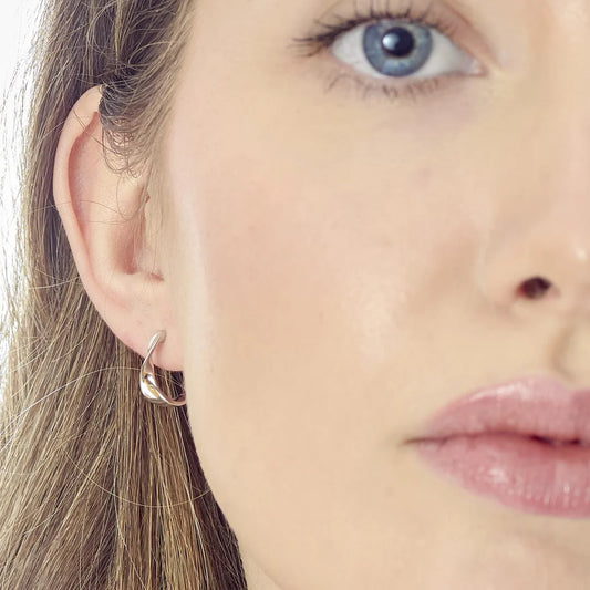 Kit Heath Serenity Curve Sterling Silver Hinged Hoop Earrings