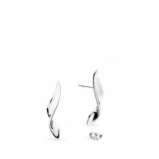 Kit Heath Serenity Curve Sterling Silver Long Stud Earrings