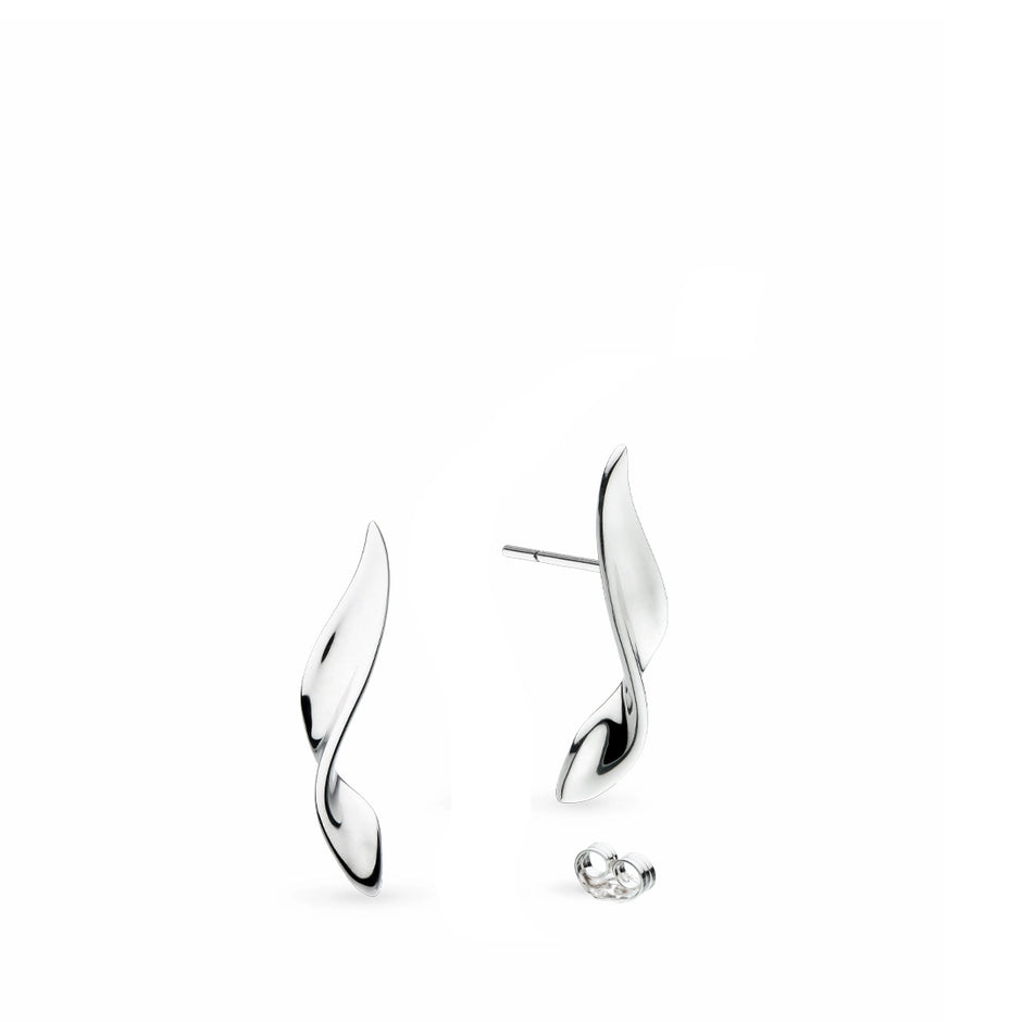 Kit Heath Serenity Curve Sterling Silver Long Stud Earrings
