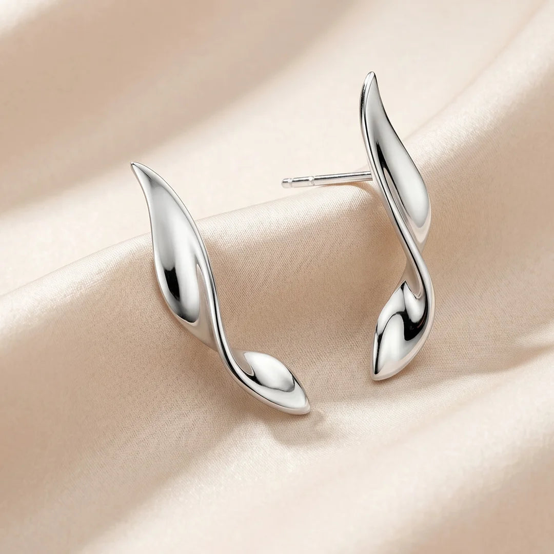 Kit Heath Serenity Curve Sterling Silver Long Stud Earrings