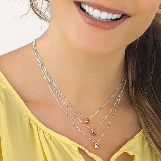 Kit Heath Miniature Sterling Silver Sweet Heart Necklace White Gold