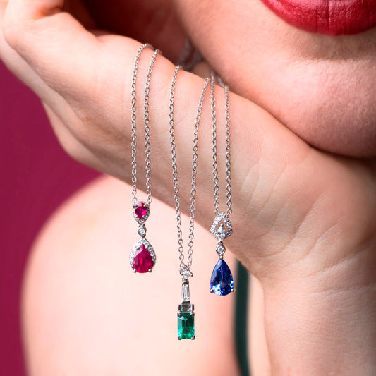 18ct White Gold Red Ruby and Diamonds Eternal Serenade Teardrop Pendant White Gold