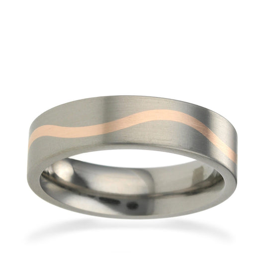 6mm Infinity Wave Inlay Titanium Ring Rose Gold