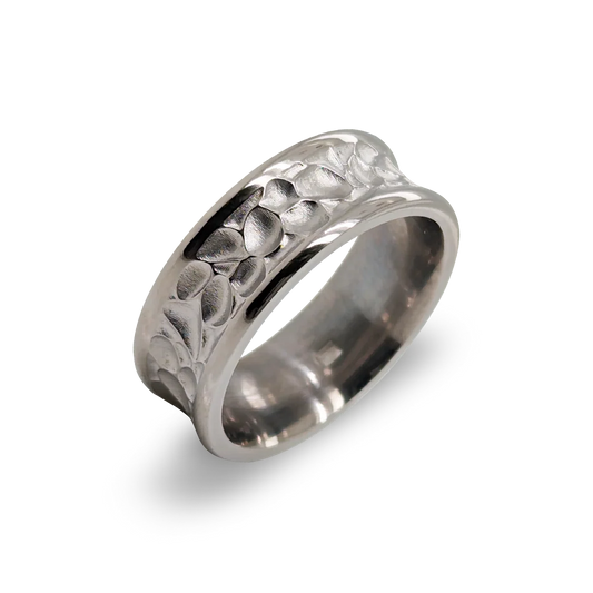 8mm Concave Carved Pebble Patterned Titanium Wedding Ring 8mm Concave Carved Pebble Patterned Titanium Wedding Ring