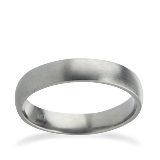 4mm Classic Court Medium Weight Titanium Wedding Ring White Gold
