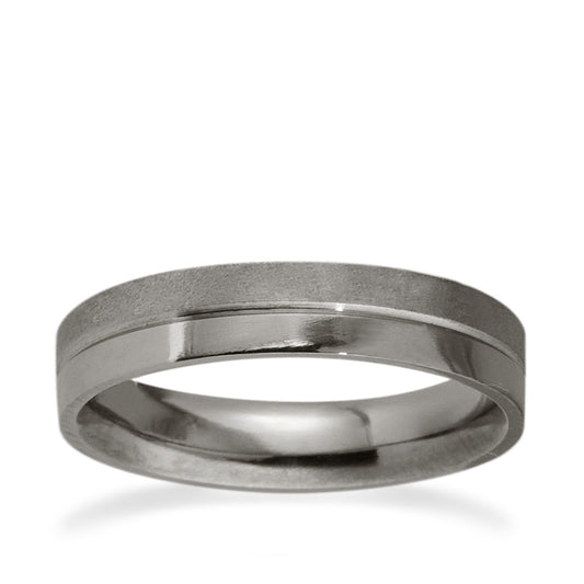 4mm Brushed and Polished Titanium Ring White Gold