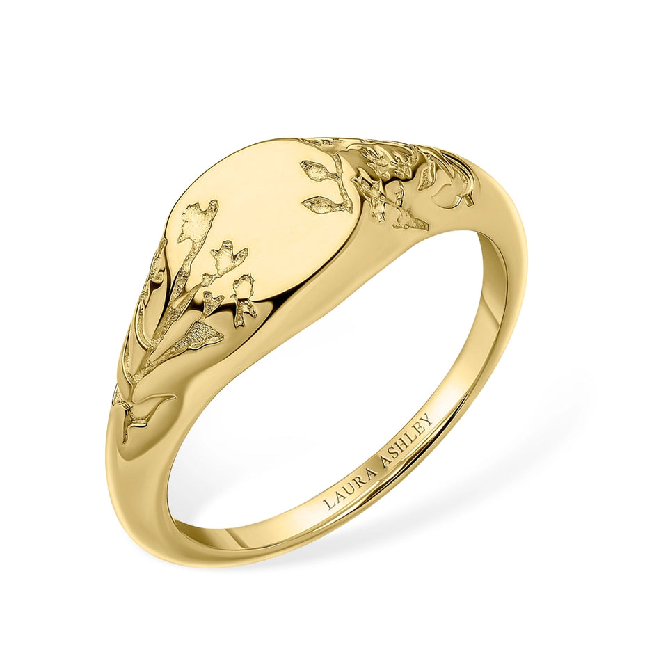 Laura Ashley Sterling Silver Farlington Flowers Signet Ring