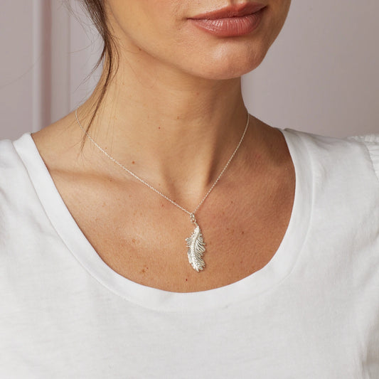 Laura Ashley Sterling Silver Plume Feather Necklace