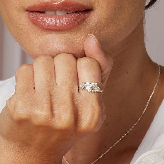 Laura Ashley Sterling Silver Plume Feather Ring