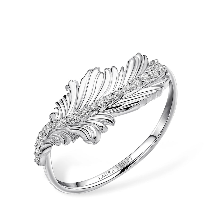 Laura Ashley Sterling Silver Plume Feather Ring