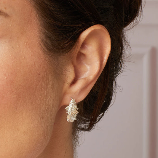Laura Ashley Sterling Silver Plume Feather Stud Earrings