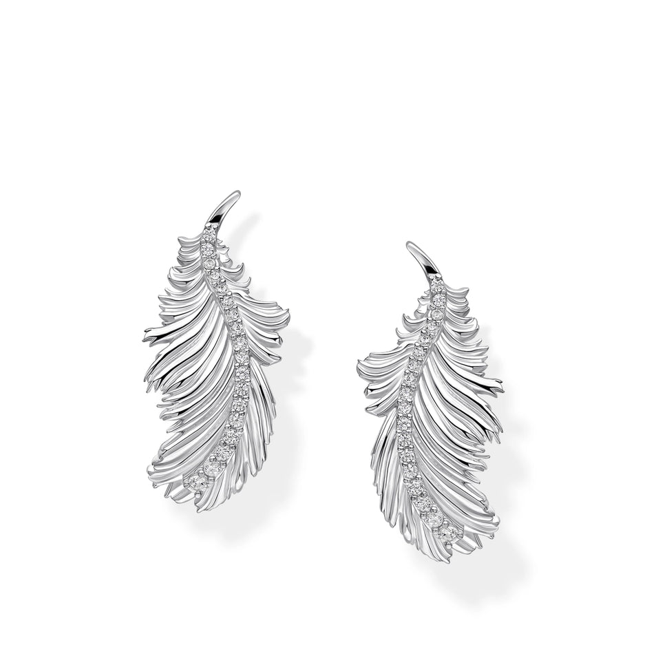Laura Ashley Sterling Silver Plume Feather Stud Earrings