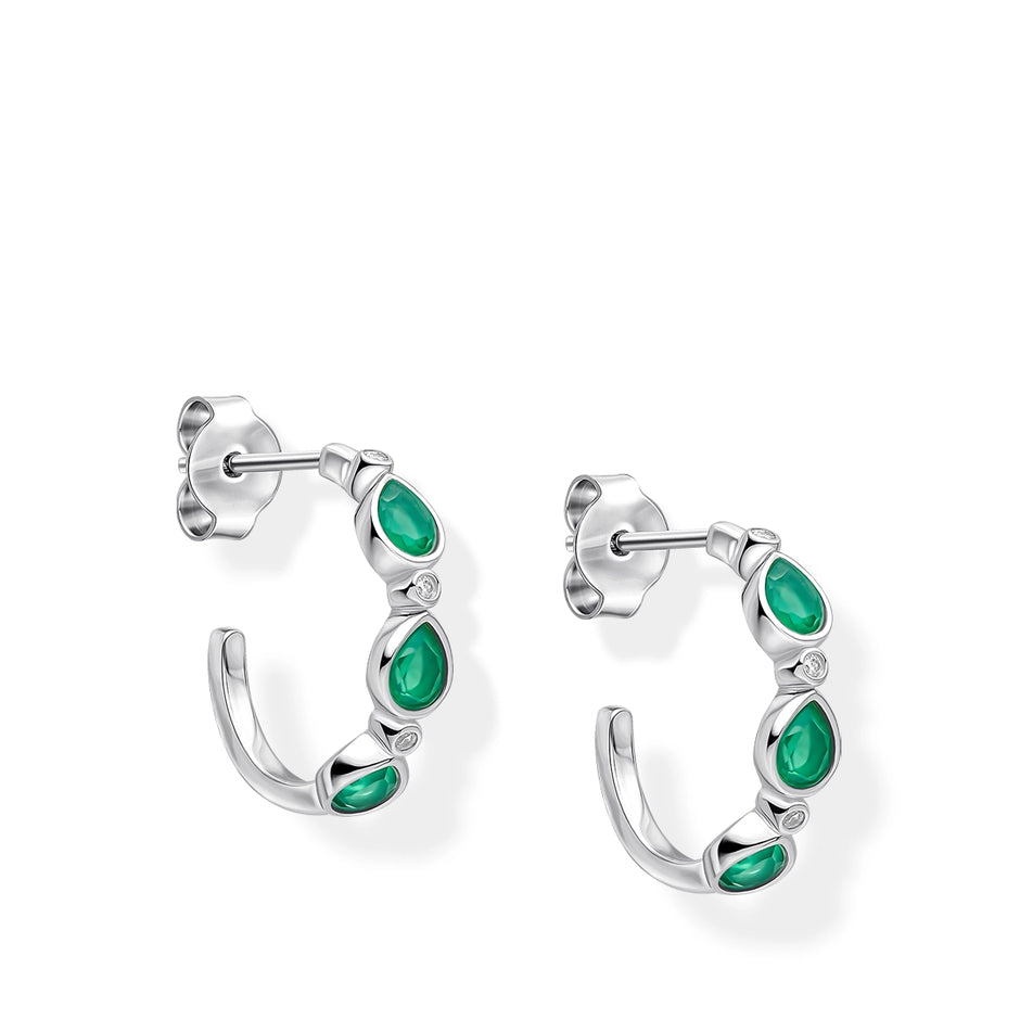 Laura Ashley Silver Chalcedony Thornage Flowers Hoop Earrings