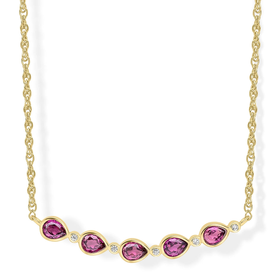 Laura Ashley Silver Garnet Thornage Flowers Necklace