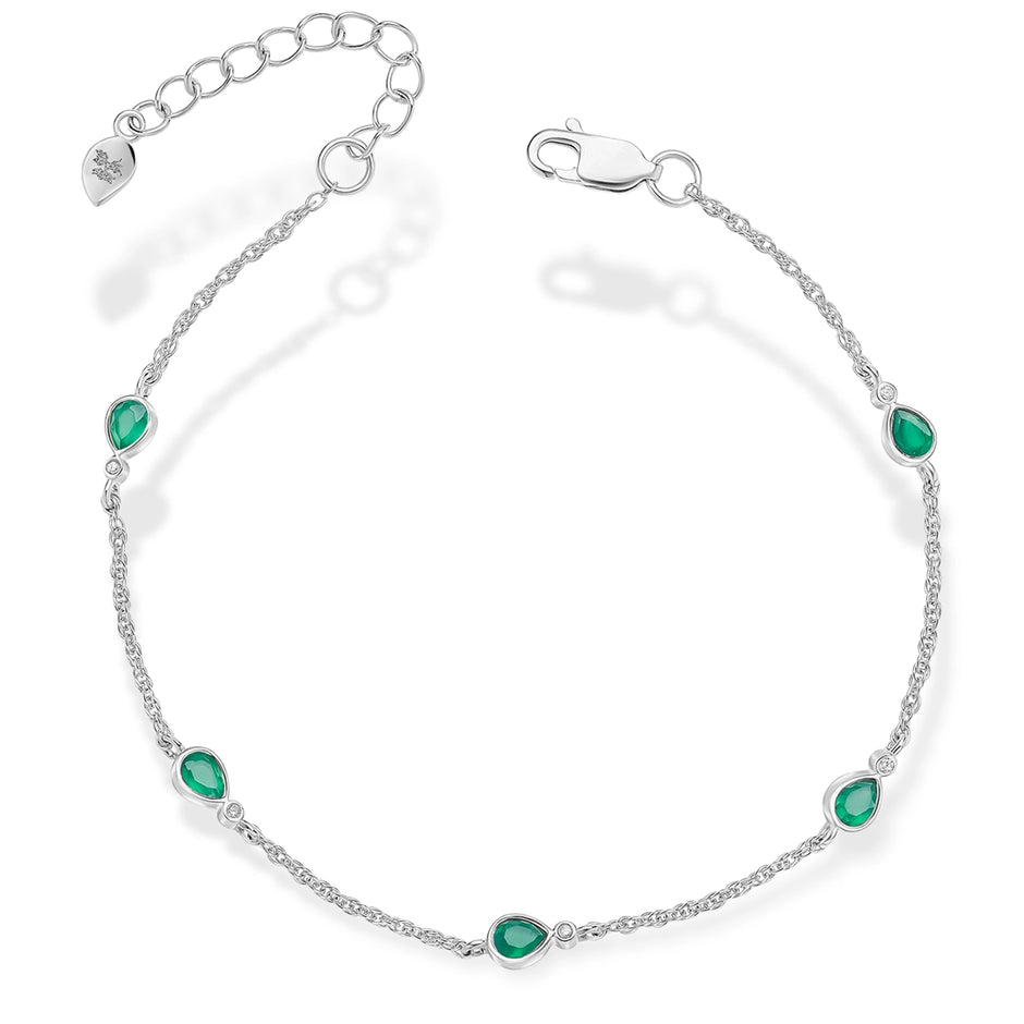 Laura Ashley Silver Chalcedony Thornage Flowers Station Bracelet