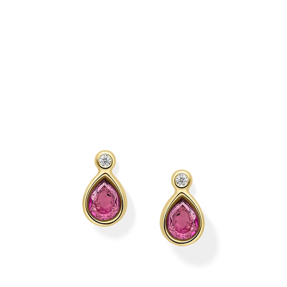 Laura Ashley Silver Garnet Thornage Flowers Stud Earrings