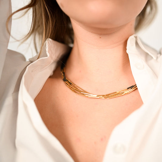 Entwine Mini Septenary Strand Tubular Necklace White Gold