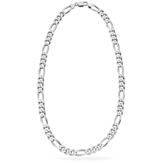 Mens Figaro Chain Necklace White Gold