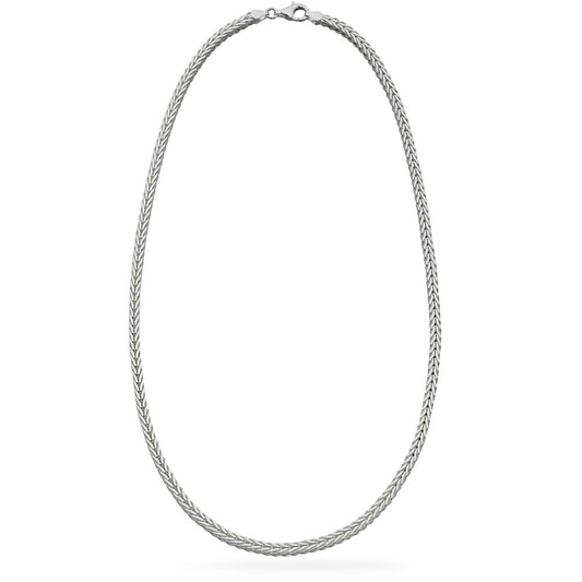 Mens Heavyweight Foxtail Chain Necklace White Gold