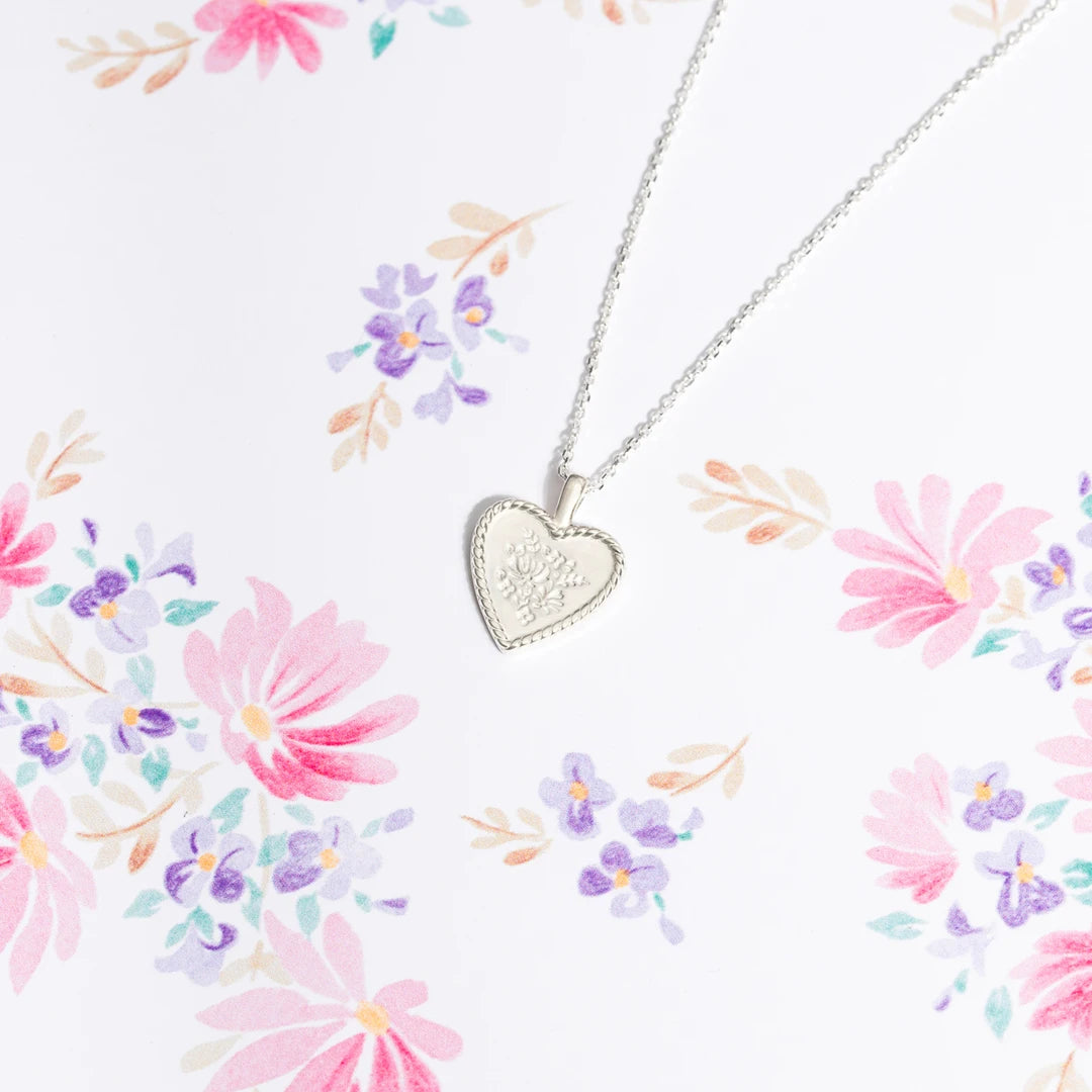 Laura Ashley Spring Posy Vintage Sterling Silver Heart Necklace