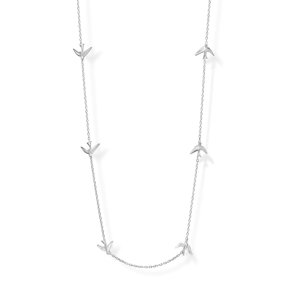 Laura Ashley Blue Birds Sterling Silver Station Necklace