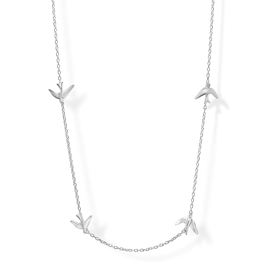Laura Ashley Blue Birds Sterling Silver Station Necklace
