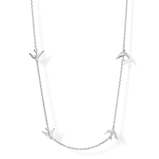 Laura Ashley Blue Birds Sterling Silver Station Necklace