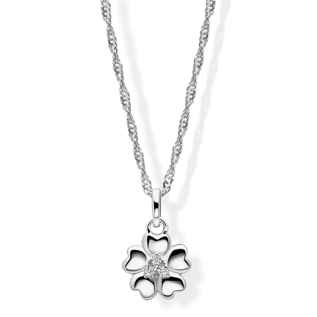 Laura Ashley Riverly Ditsy Pave Flower Sterling Silver Necklace