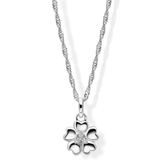 Laura Ashley Riverly Ditsy Pave Flower Sterling Silver Necklace