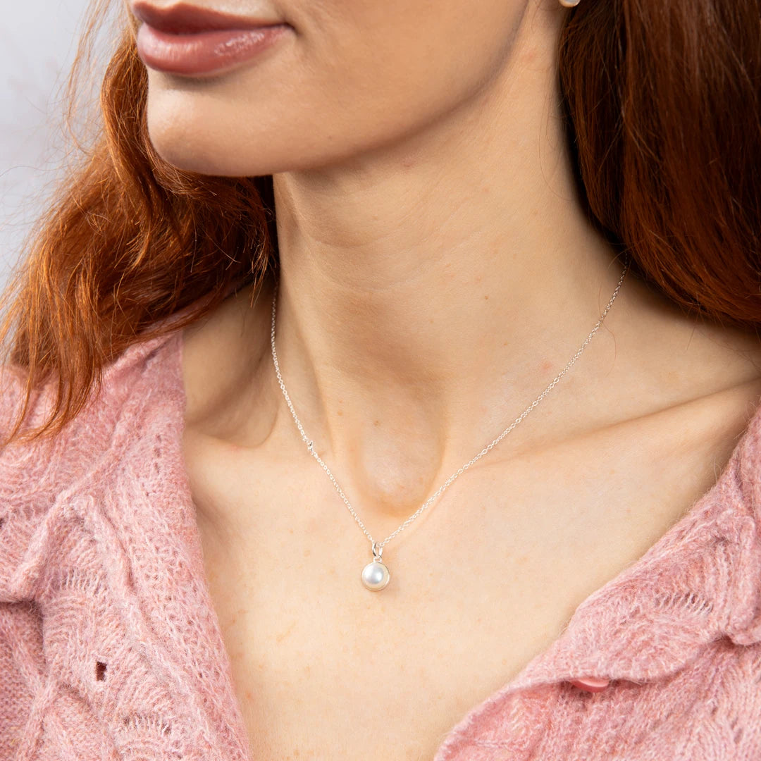 Laura Ashley Hartley Check Mabe Pearl Sterling Silver Necklace