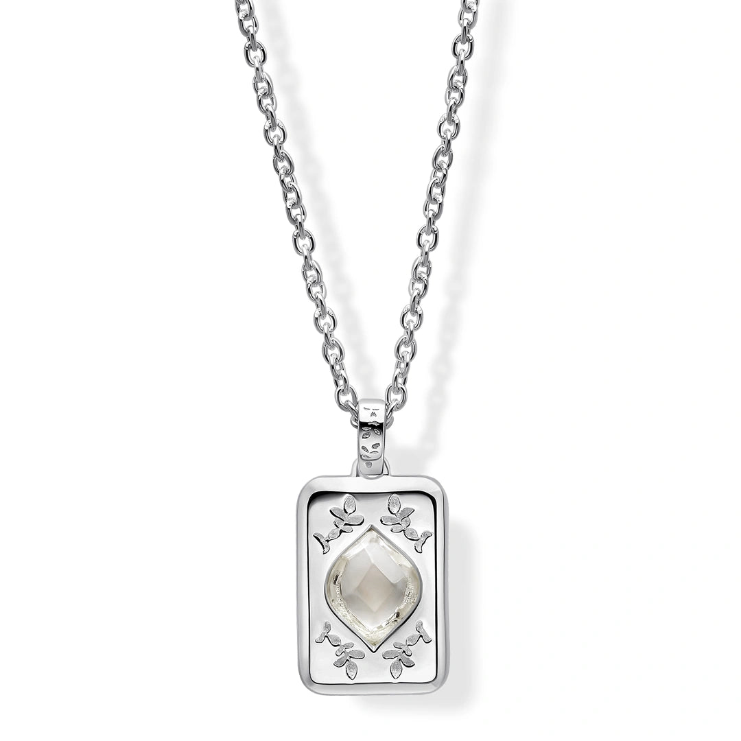 Laura Ashley Foscot Damask White Topaz Sterling Silver Necklace