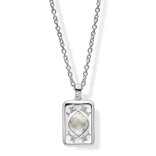 Laura Ashley Foscot Damask White Topaz Sterling Silver Necklace