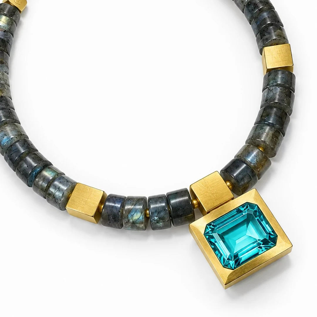 Nocturne Blue Topaz and Labradorite Statement Necklace