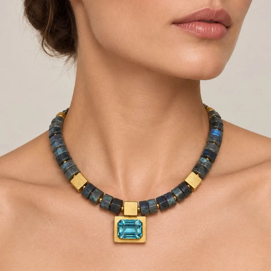 Nocturne Blue Topaz and Labradorite Statement Necklace