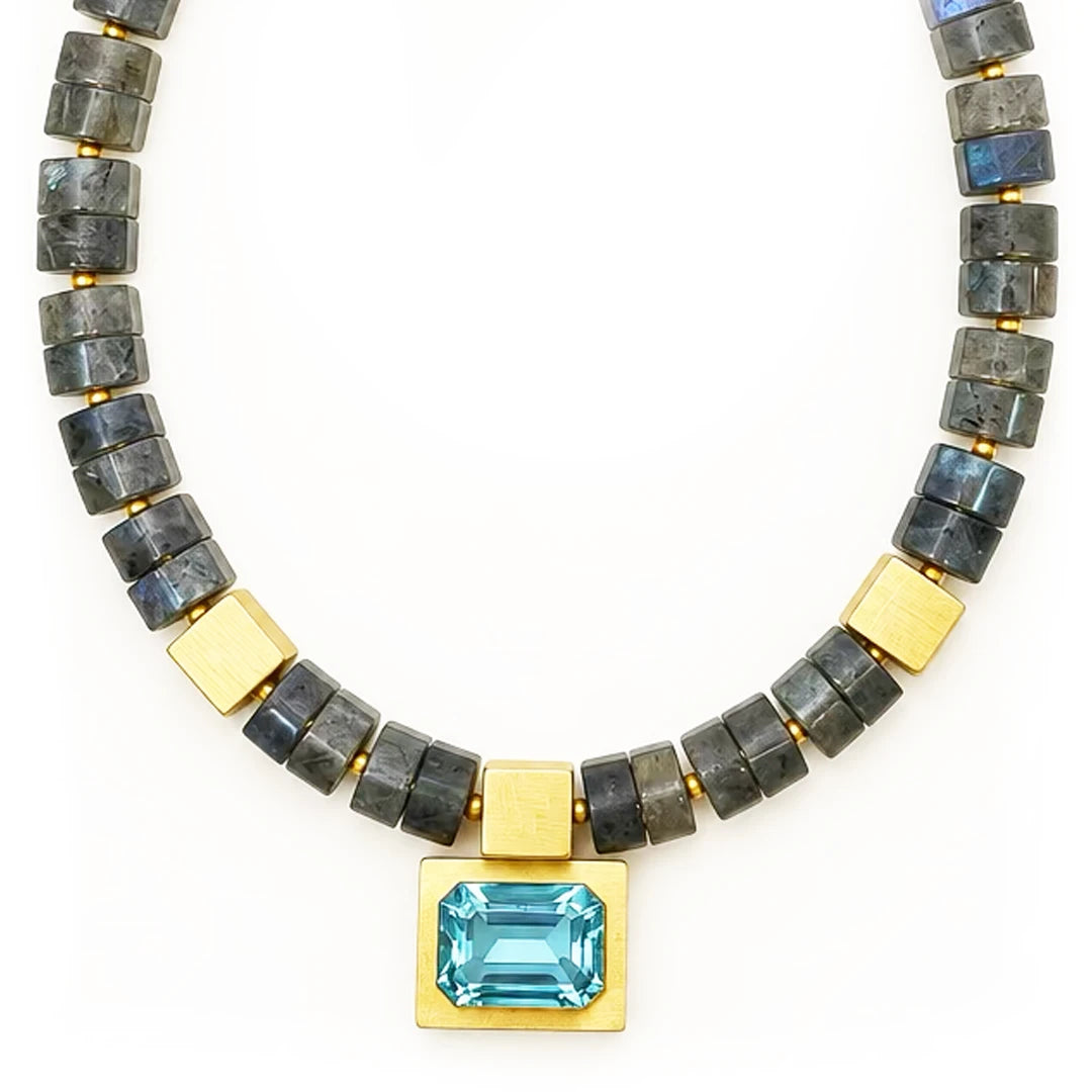 Nocturne Blue Topaz and Labradorite Statement Necklace