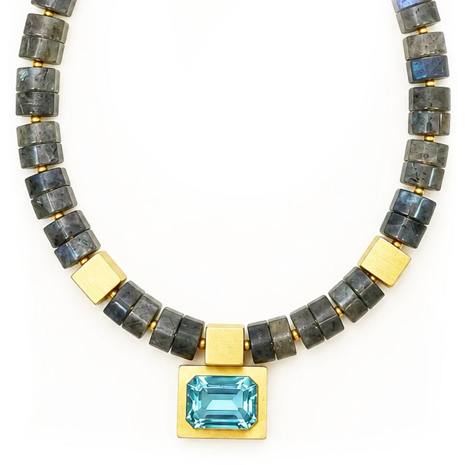 Nocturne Blue Topaz and Labradorite Statement Necklace